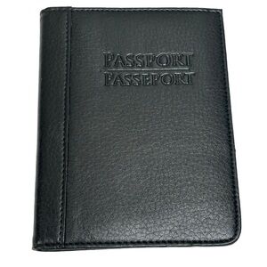 Black Vegan Leather Passport Holder Card Holder Slots & 2 Pockets See Photos NEW
